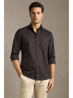 Louis Philippe - Men Brown Stripe Full Sleeves Casual Shirt