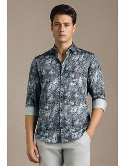 Louis Philippe - Men Grey Print Full Sleeves Casual Shirt