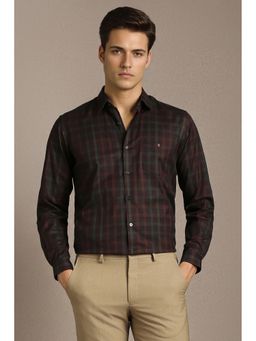 Louis Philippe - Men Brown Check Full Sleeves Casual Shirt