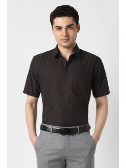 Peter England - Men Brown Nuvo Fit Half Sleeves Formal Shirt