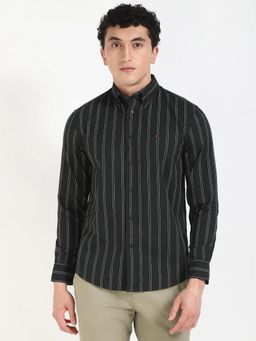 Tommy Hilfiger - Striped Regular Fit Dobby Casual Black Shirt