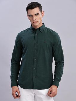 Tommy Hilfiger - Pinstriped Regular Fit Cotton Green Casual Shirt
