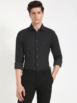 Tommy Hilfiger - Printed Regular Fit Twill Black Formal Shirt