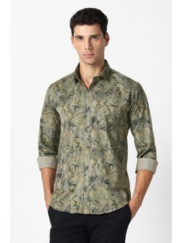 Van Heusen - Men Olive Print Full Sleeves Party casual Shirt