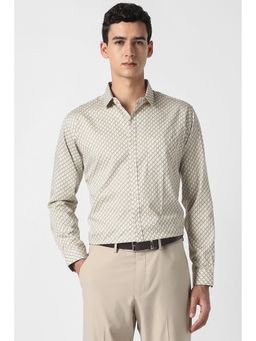 Van Heusen - Men Beige Print Full Sleeves Party Shirt
