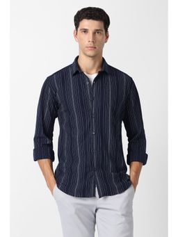 Van Heusen - Men Navy Stripe Full Sleeves Party Shirt