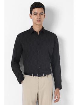 Van Heusen - Men Black Check Full Sleeves Party Shirt