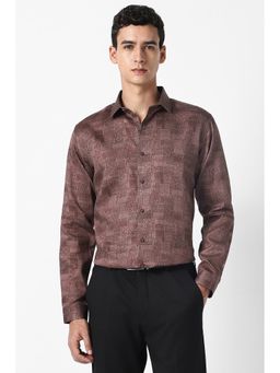 Van Heusen - Men Maroon Print Full Sleeves Party Shirt