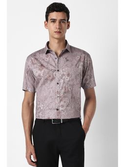 Van Heusen - Men Mauve Print Half Sleeves Party Shirt