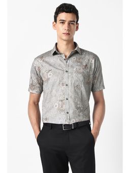 Van Heusen - Men Grey Print Half Sleeves Party Shirt