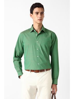 Van Heusen - Men Green Textured Full Sleeves Formal Shirt