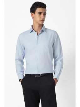 Van Heusen - Men Light Blue Textured Full Sleeves Formal Shirt