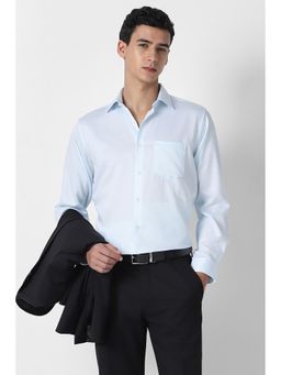 Van Heusen - Men Light Blue Textured Full Sleeves Wedding Shirt