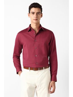 Van Heusen - Men Maroon Solid Full Sleeves Formal Shirt
