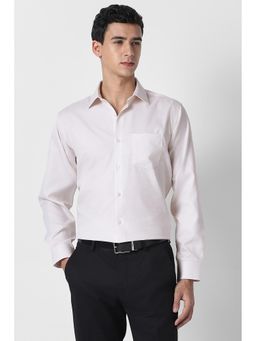 Van Heusen - Men Cream Textured Full Sleeves Formal Shirt