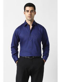 Van Heusen - Men Blue Solid Full Sleeves Formal Shirt