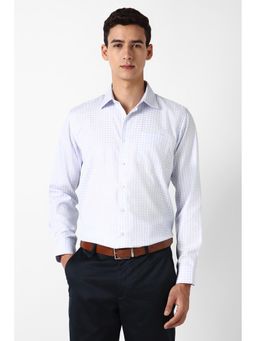 Van Heusen - Men Light Blue Check Full Sleeves Formal Shirt