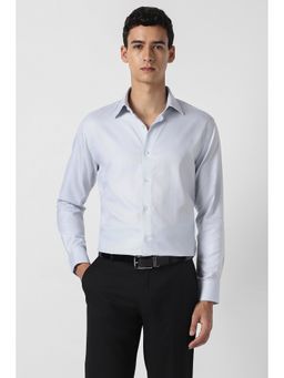 Van Heusen - Men Light Blue Textured Full Sleeves Formal Shirt