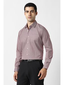 Van Heusen - Men Maroon Check Full Sleeves Formal Shirt