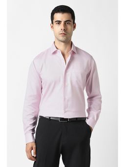 Van Heusen - Men Pink Textured Full Sleeves Formal Shirt