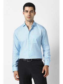 Van Heusen - Men Light Blue Textured Full Sleeves Formal Shirt