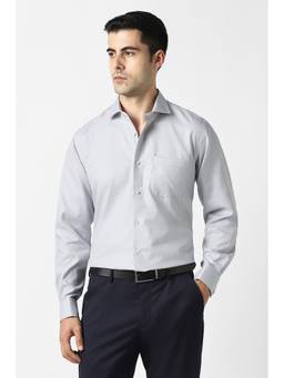 Van Heusen - Men Grey Textured Full Sleeves Formal Shirt