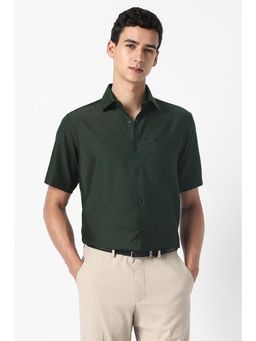 Van Heusen - Men Green Textured Half Sleeves Formal Shirt