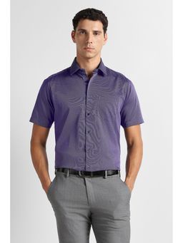 Van Heusen - Men Purple Textured Half Sleeves Wedding Shirt