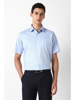 Van Heusen - Men Light Blue Solid Half Sleeves Formal Shirt