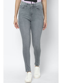 Allen Solly - Women Grey Ankle Skinny Fit Mid Wash Jeans