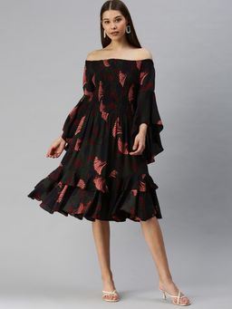 SHOWOFF - Women Green Floral Off Shoulder Dress