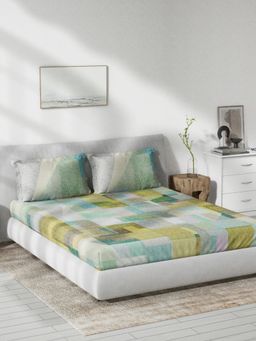 Ddecor Live Beautiful - Abstract Queen 144 TC Bedsheet With 2 Pillow Covers - Green