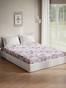 Ddecor Live Beautiful - Abstract Queen 144 TC Bedsheet With 2 Pillow Covers - Pink