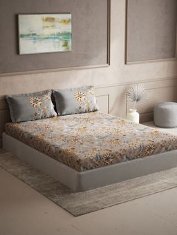 Ddecor Live Beautiful - Ethnic Queen 144 TC Bedsheet With 2 Pillow Covers - Brown