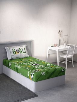 Ddecor Live Beautiful - Graphic Single 144 TC Bedsheet With 1 Pillow Cover - Green