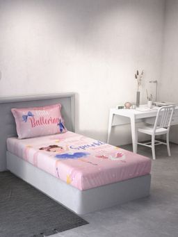 Ddecor Live Beautiful - Graphic Single 144 TC Bedsheet With 1 Pillow Cover - Pink