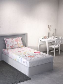 Ddecor Live Beautiful - Graphic Single 144 TC Bedsheet With 1 Pillow Cover - Pink