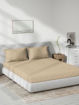 Ddecor Live Beautiful - Plain Queen 180 TC Bedsheet With 2 Pillow Covers - Beige