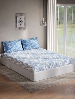 Ddecor Live Beautiful - Abstract Queen 144 TC Bedsheet With 2 Pillow Covers - Blue