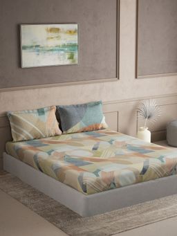 Ddecor Live Beautiful - Geometric King 144 TC Bedsheet With 2 Pillow Covers - Green