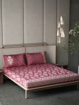 Ddecor Live Beautiful - Ethnic King 180 TC Bedsheet With 2 Pillow Covers - Red