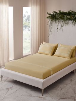 Ddecor Live Beautiful - Abstract King 180 TC Bedsheet With 4 Pillow Covers - Beige