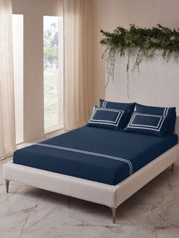 Ddecor Live Beautiful - Abstract King 180 TC Bedsheet With 4 Pillow Covers - Blue