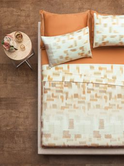 Ddecor Live Beautiful - Abstract King 210 TC Bedsheet With 2 Pillow Covers - Beige