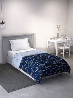 Ddecor Live Beautiful - Graphic Reversible Single Dohar - Blue