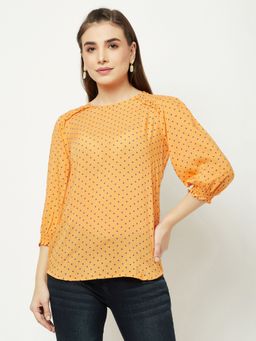 CRIMSOUNE CLUB - Women Orange Polka Dot Top