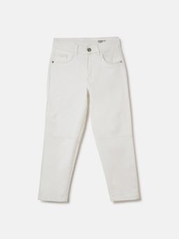Blue Giraffe - Boys Off White Solid Carrot Fit Jeans