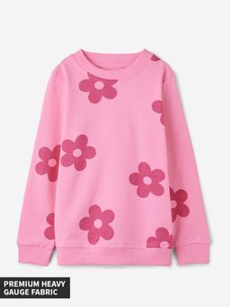 The Souled Store - Original Pink Flora Girls Cotton Sweatshirt