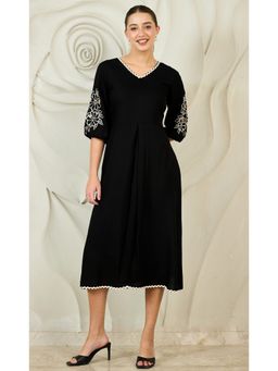 AAREIN - Black Cutwork Embroidered Dress