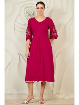 AAREIN - Pink Cutwork Embroidered Dress